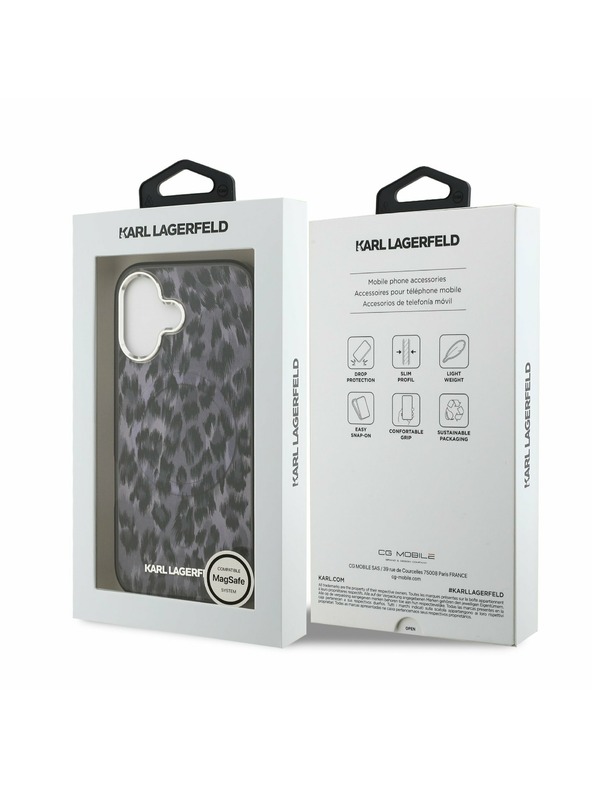 Karl Lagerfeld Karl Lagerfeld IML Leopard MagSafe Zadný Kryt pre iPhone 17 Grey