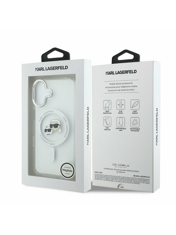 Karl Lagerfeld Karl Lagerfeld IML K&CH Heads Metal Frame MagSafe Zadný Kryt pre iPhone 17 Transparent