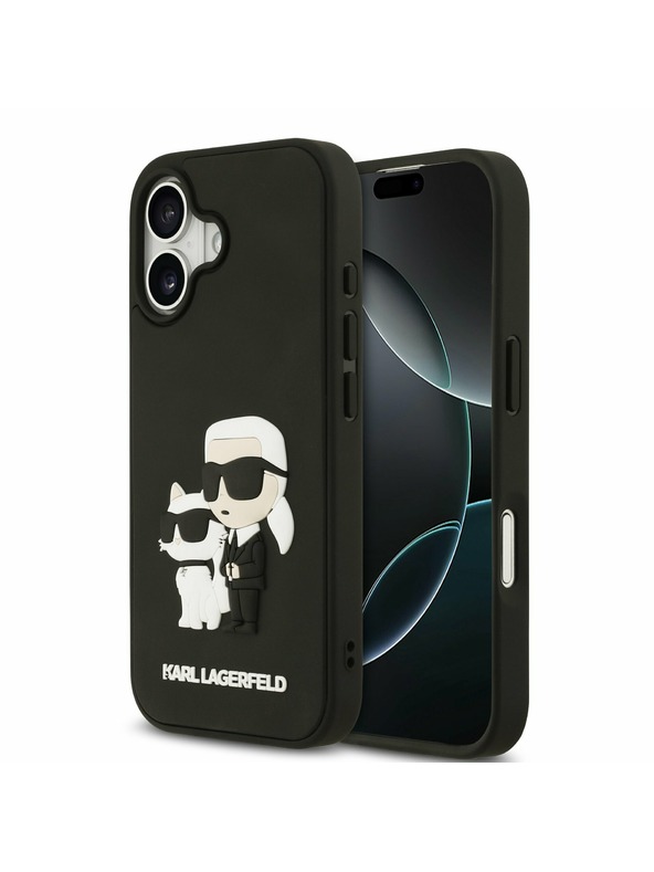 Karl Lagerfeld Karl Lagerfeld 3D Guma Karl and Choupette Zadný Kryt pre iPhone 17 Black