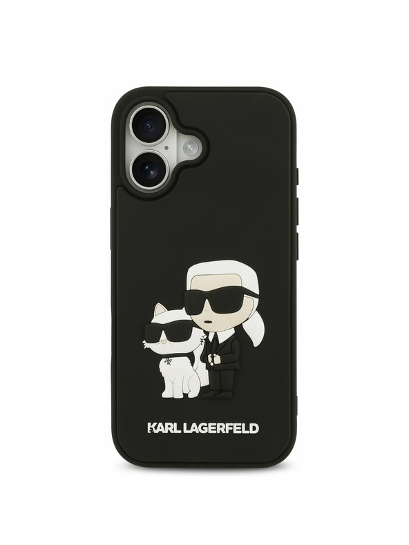 Karl Lagerfeld Karl Lagerfeld 3D Guma Karl and Choupette Zadný Kryt pre iPhone 17 Black