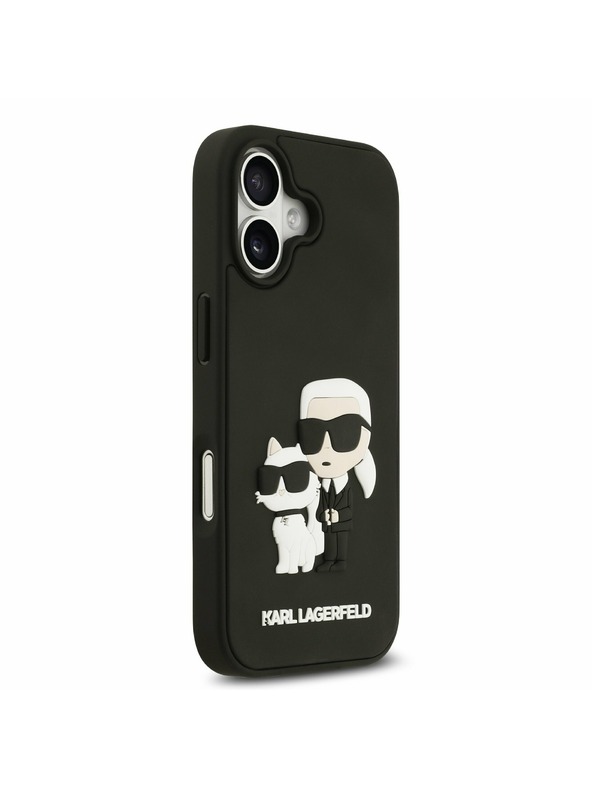 Karl Lagerfeld Karl Lagerfeld 3D Guma Karl and Choupette Zadný Kryt pre iPhone 17 Black