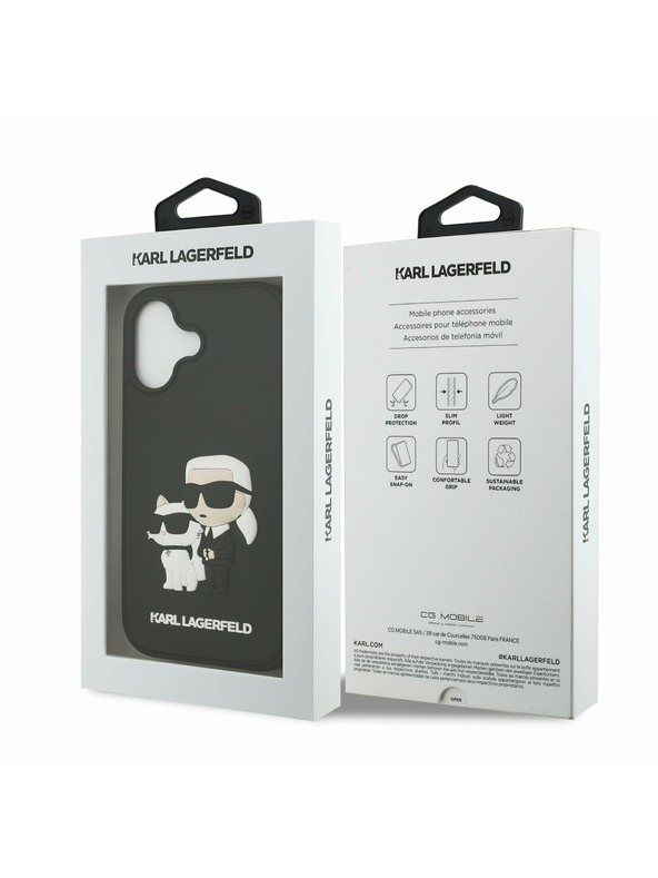 Karl Lagerfeld Karl Lagerfeld 3D Guma Karl and Choupette Zadný Kryt pre iPhone 17 Black