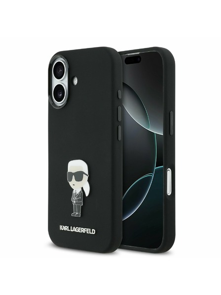 Karl Lagerfeld Karl Lagerfeld Liquid Silicone Metal Ikonik Zadný Kryt pre iPhone 17 Black