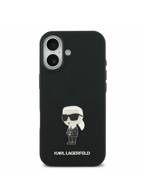 Karl Lagerfeld Karl Lagerfeld Liquid Silicone Metal Ikonik Zadný Kryt pre iPhone 17 Black