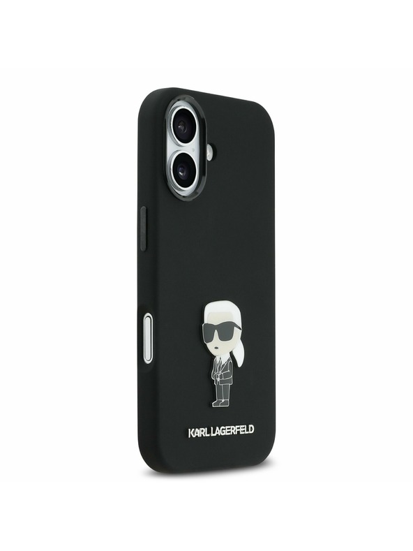 Karl Lagerfeld Karl Lagerfeld Liquid Silicone Metal Ikonik Zadný Kryt pre iPhone 17 Black
