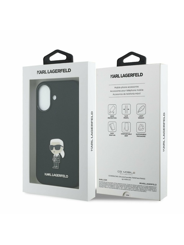 Karl Lagerfeld Karl Lagerfeld Liquid Silicone Metal Ikonik Zadný Kryt pre iPhone 17 Black