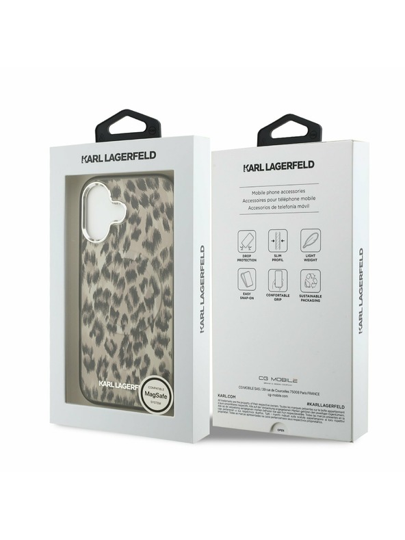 Karl Lagerfeld Karl Lagerfeld IML Leopard MagSafe Zadný Kryt pre iPhone 17 Brown