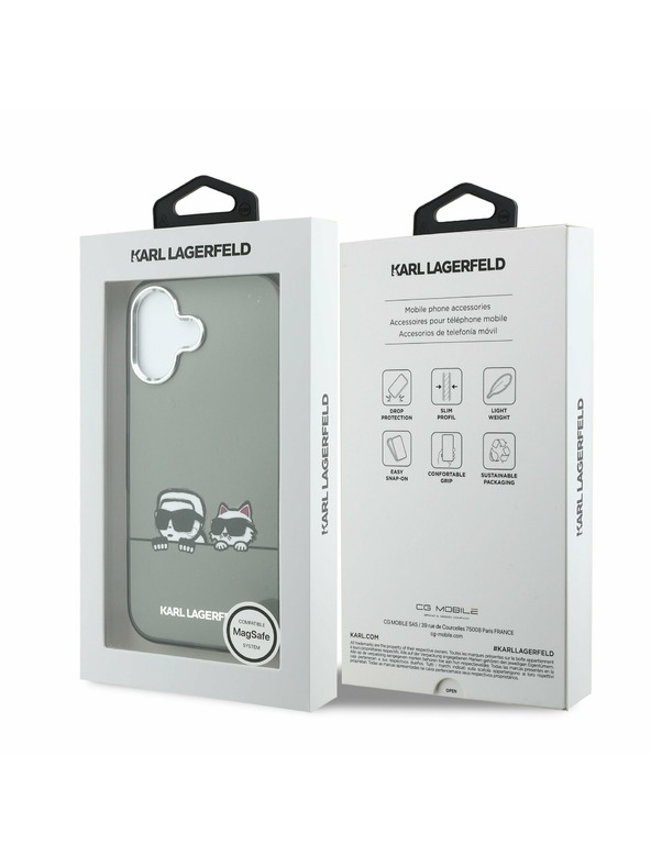 Karl Lagerfeld Karl Lagerfeld IML K&CH Heads Logo MagSafe Zadný Kryt pre iPhone 17 Black