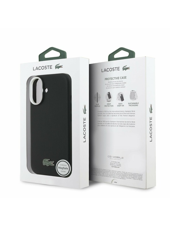 Lacoste Lacoste PVC Iconic Petit Pique Metal Logo MagSafe Zadný Kryt pre iPhone 17 Black