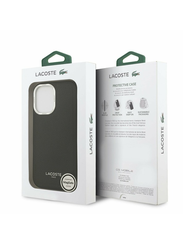 Lacoste Lacoste PU Koža Champs Elysees MagSafe Zadný Kryt pre iPhone 17 Black