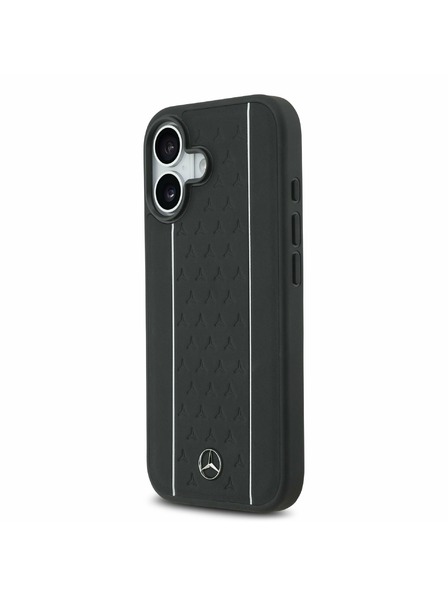 Mercedes Mercedes Kožený Star Pattern and Stripes MagSafe Zadný Kryt pre iPhone 17 Black/White