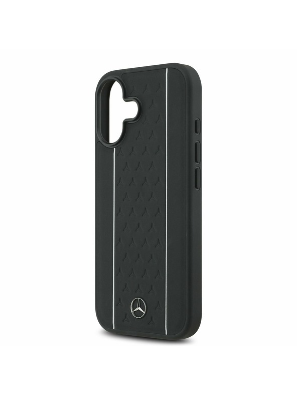 Mercedes Mercedes Kožený Star Pattern and Stripes MagSafe Zadný Kryt pre iPhone 17 Black/White