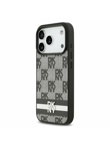 DKNY DKNY PU Leather Checkered Pattern and Stripe Zadný kryt pre iPhone 17 Pro Black