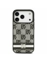 DKNY DKNY PU Leather Checkered Pattern and Stripe Zadný kryt pre iPhone 17 Pro Black