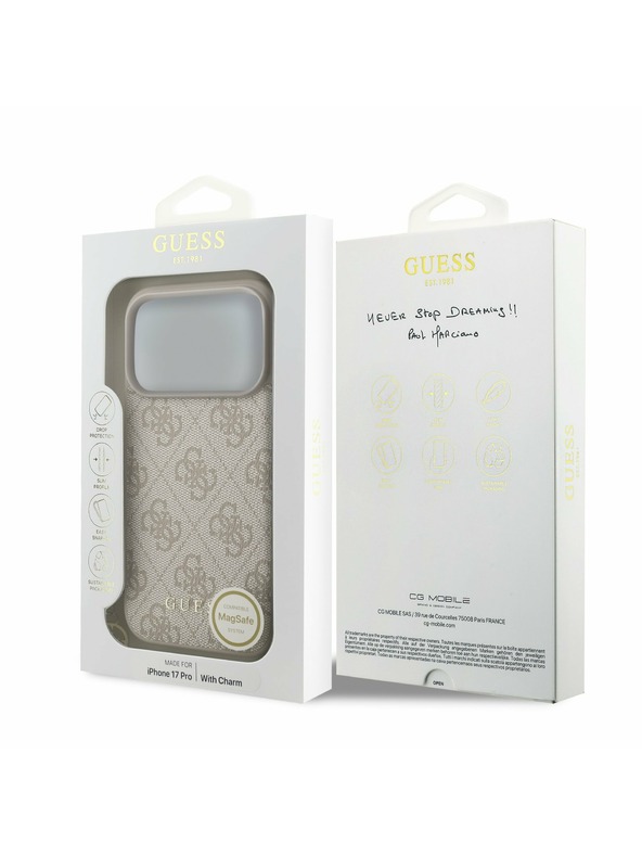 Guess Guess 4G Charm MagSafe Zadný kryt pre iPhone 17 Pro Tone on Tone Pink