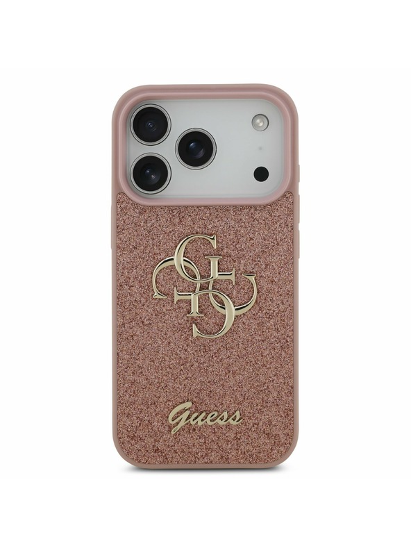 Guess Guess PU Fixed Glitter 4G Metal Logo Zadný kryt pre iPhone 17 Pro Pink