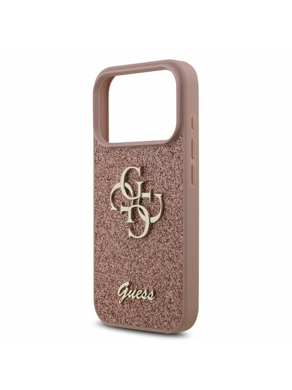 Guess Guess PU Fixed Glitter 4G Metal Logo Zadný kryt pre iPhone 17 Pro Pink