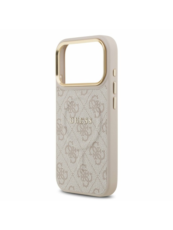 Guess Guess PU Leather 4G Gold Frame MagSafe Zadný kryt pre iPhone 17 Pro Pink