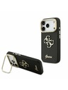 Guess Guess PU Grained 4G Logo Stand Camera Frame Zadný kryt pre iPhone 17 Pro Black