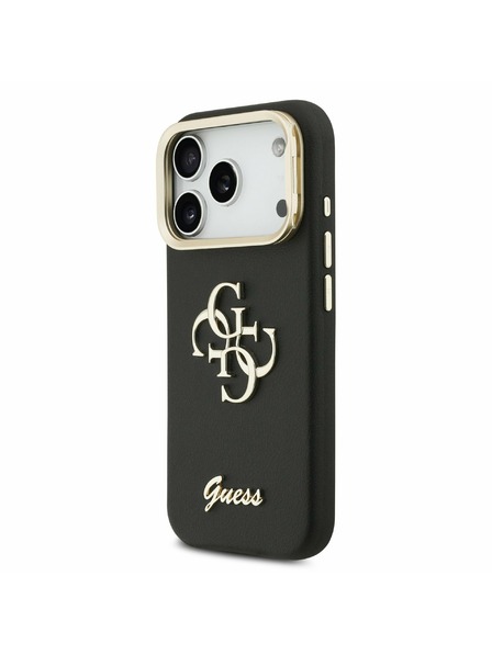 Guess Guess PU Grained 4G Logo Stand Camera Frame Zadný kryt pre iPhone 17 Pro Black