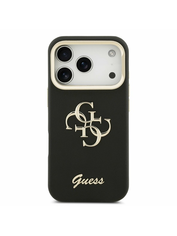 Guess Guess PU Grained 4G Logo Stand Camera Frame Zadný kryt pre iPhone 17 Pro Black