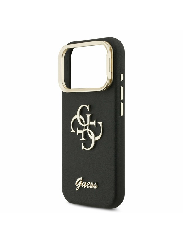 Guess Guess PU Grained 4G Logo Stand Camera Frame Zadný kryt pre iPhone 17 Pro Black