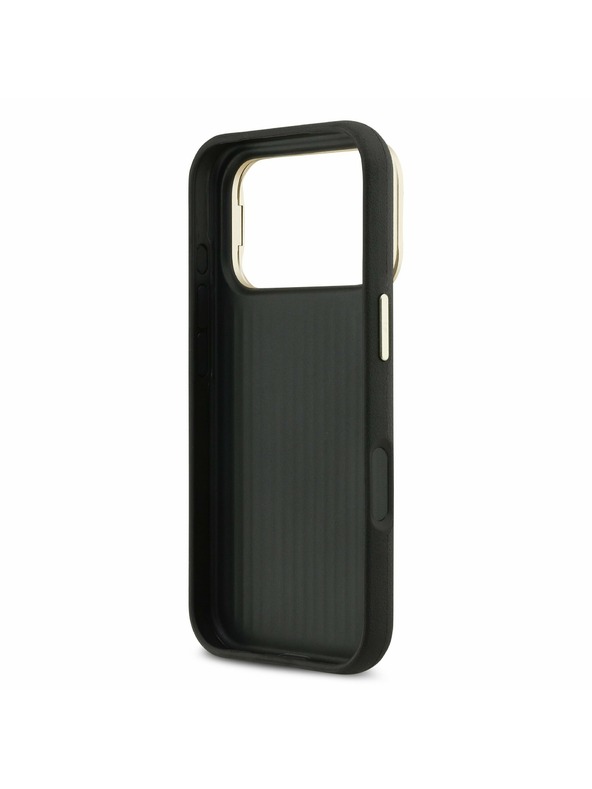 Guess Guess PU Grained 4G Logo Stand Camera Frame Zadný kryt pre iPhone 17 Pro Black