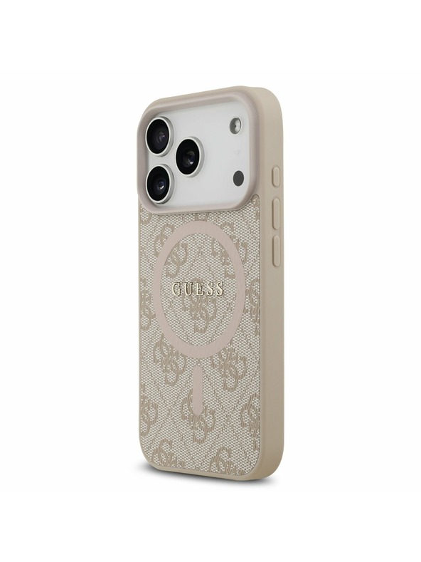 Guess Guess PU Leather 4G Colored Ring MagSafe Zadný kryt pre iPhone 17 Pro Pink