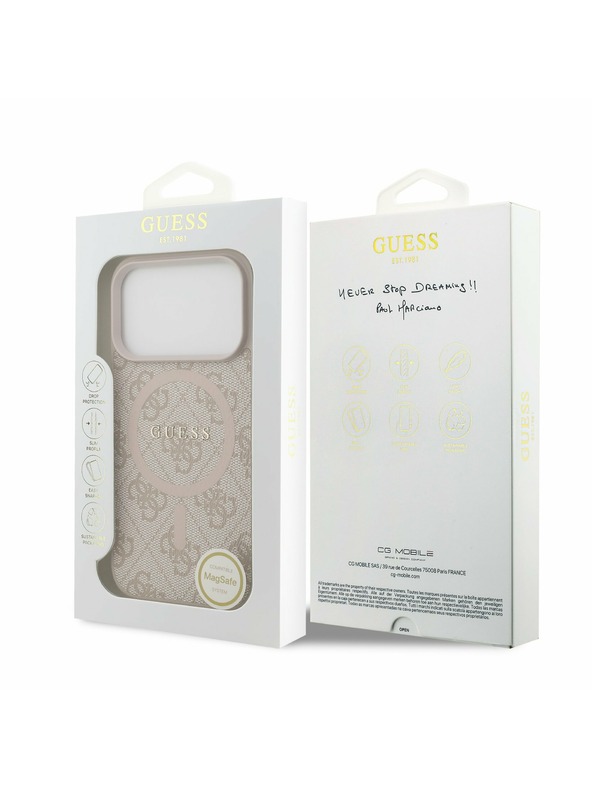Guess Guess PU Leather 4G Colored Ring MagSafe Zadný kryt pre iPhone 17 Pro Pink