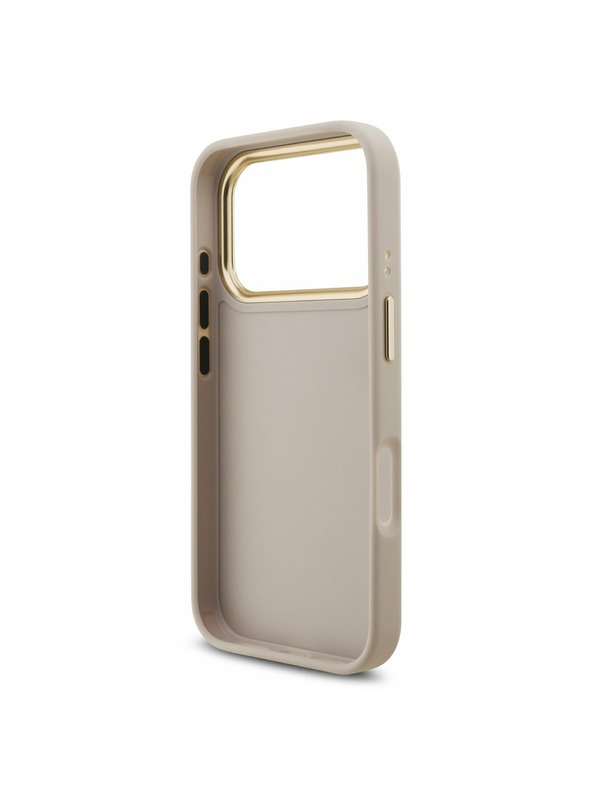 Guess Guess PU Leather 4G Metal Logo Gold Frame Zadný kryt pre iPhone 17 Pro Pink