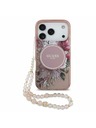 Guess Guess IML Flowers Strap MagSafe Zadný kryt pre iPhone 17 Pro Pink