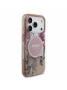 Guess Guess IML Flowers Strap MagSafe Zadný kryt pre iPhone 17 Pro Pink