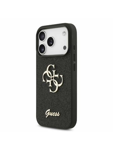 Guess Guess PU Fixed Glitter 4G Metal Logo Zadný kryt pre iPhone 17 Pro Black