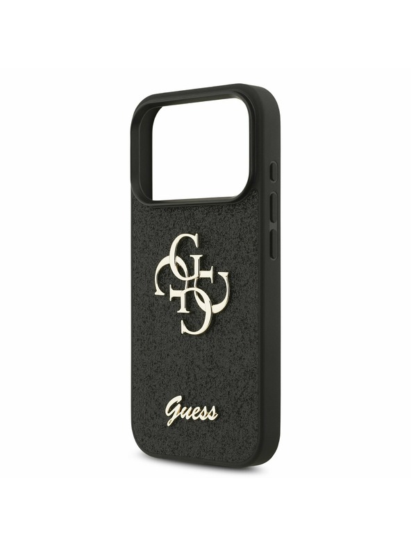Guess Guess PU Fixed Glitter 4G Metal Logo Zadný kryt pre iPhone 17 Pro Black