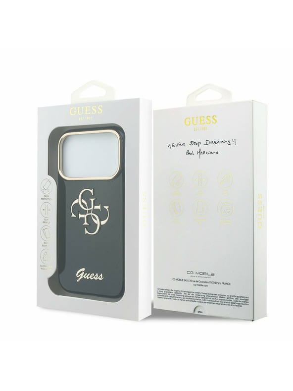 Guess Guess IML 4G Script Metal Logo Zadný kryt pre iPhone 17 Pro Blue