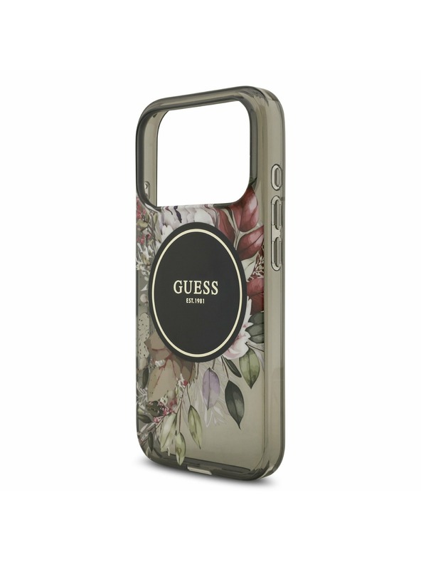Guess Guess IML Flowers Strap MagSafe Zadný kryt pre iPhone 17 Pro Black