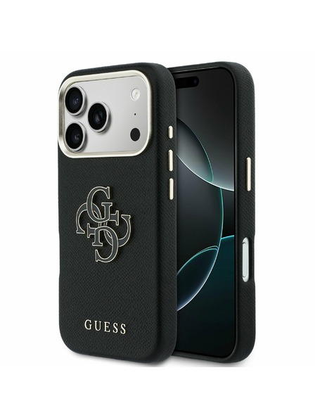 Guess Guess PU Resin Logo Zadný kryt pre iPhone 17 Pro Black