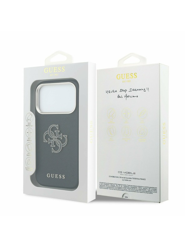 Guess Guess PU Resin Logo Zadný kryt pre iPhone 17 Pro Black