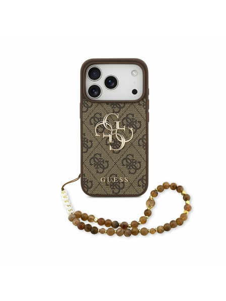 Guess Guess PU 4G Metal Logo Strap Zadný kryt pre iPhone 17 Pro Brown