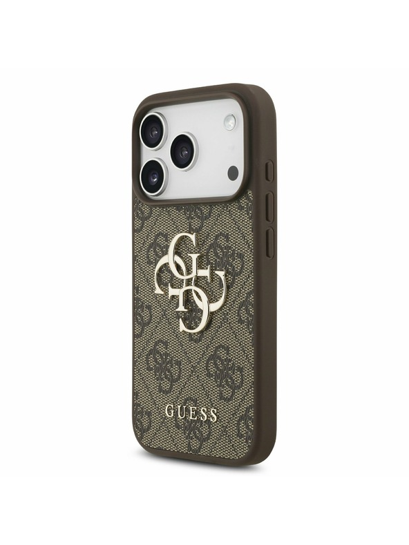 Guess Guess PU 4G Metal Logo Strap Zadný kryt pre iPhone 17 Pro Brown