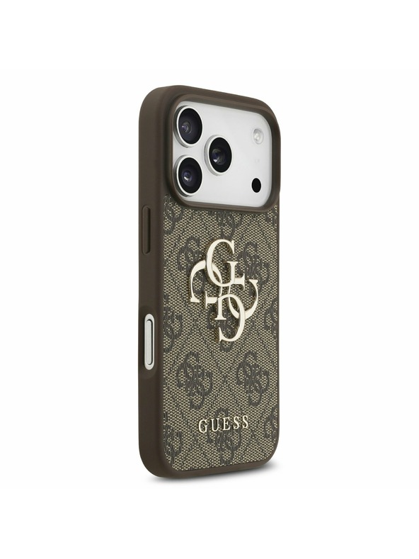 Guess Guess PU 4G Metal Logo Strap Zadný kryt pre iPhone 17 Pro Brown