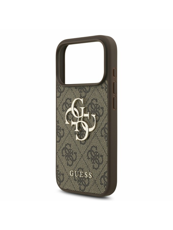 Guess Guess PU 4G Metal Logo Strap Zadný kryt pre iPhone 17 Pro Brown
