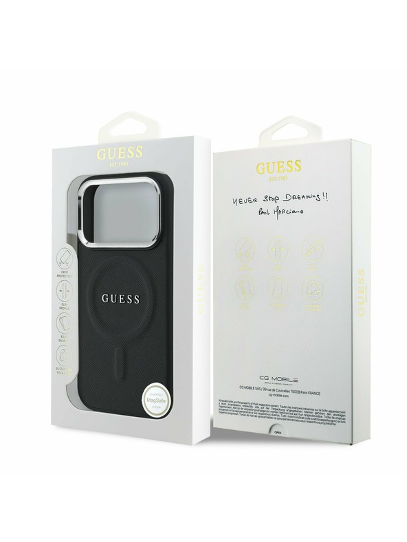 Guess Guess PU Saffiano MagSafe Zadný kryt pre iPhone 17 Pro Black