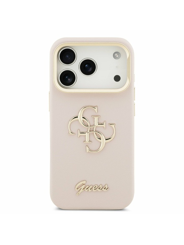 Guess Guess PU Grained 4G Logo Stand Camera Frame Zadný kryt pre iPhone 17 Pro Pink