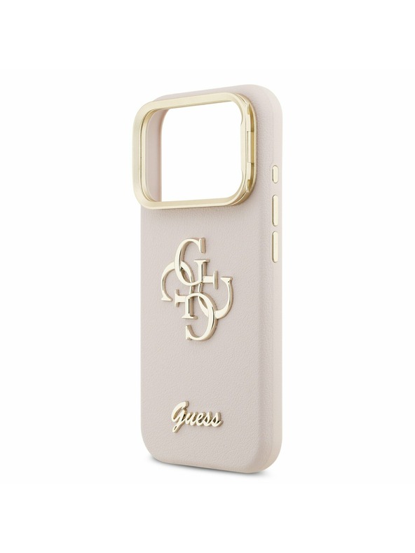 Guess Guess PU Grained 4G Logo Stand Camera Frame Zadný kryt pre iPhone 17 Pro Pink