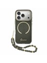 Guess Guess IML Glitter Script Strap MagSafe Zadný kryt pre iPhone 17 Pro Black