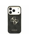 Guess Guess PU Leather 4G Metal Logo Gold Frame Zadný kryt pre iPhone 17 Pro Black