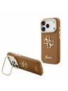 Guess Guess PU Grained 4G Logo Stand Camera Frame Zadný kryt pre iPhone 17 Pro Brown