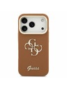 Guess Guess PU Grained 4G Logo Stand Camera Frame Zadný kryt pre iPhone 17 Pro Brown