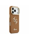 Guess Guess PU Grained 4G Logo Stand Camera Frame Zadný kryt pre iPhone 17 Pro Brown